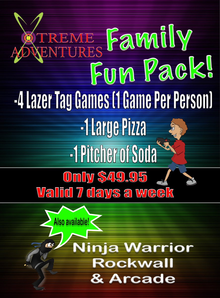 XtremeFamilyFun's tweet photo. Join us for a fun Friday with the family! Other specials are available in store, so come on in and check them out #familyfun #funfriday https://t.co/0S5VGPzBPZ