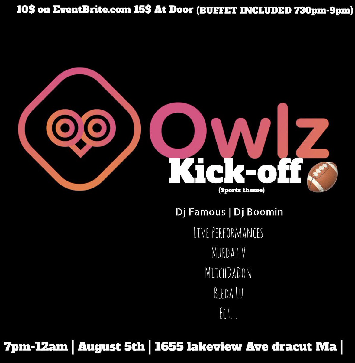 OwlzApp's tweet photo. Ayoooooooo LOWELL DRACUT LAWRENCE &amp; SURROUNDING AREAS WE ARE LIT TOMORROW ‼️TODAY THE LAST DAY TO GRAB TICKETS ‼️ OR ELSE 15 AT THE DOOR! https://t.co/9VpajmItxO