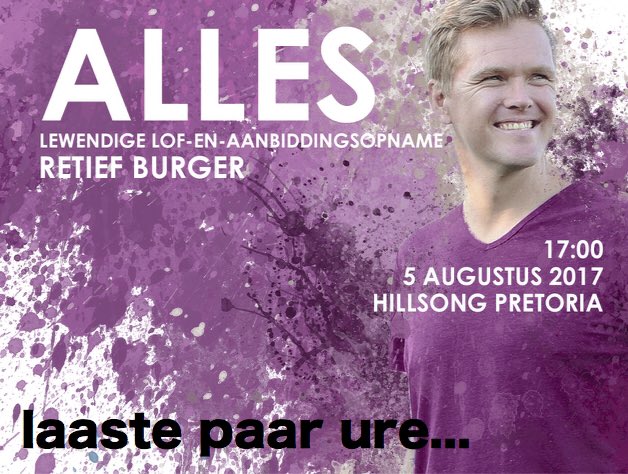 Klaar gesoundcheck. Ons is reg om môre Jesus se naam groot te maak! Sien jou daar! Kaartjies nog by deure beskikbaar... 18:00