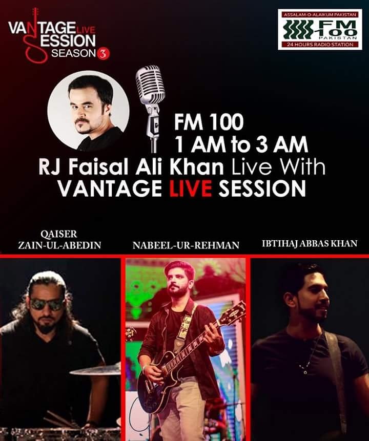 vantagesessions's tweet photo. Catch Team Vantage Live tomorrow night on FM-100 with RJ Faisal Ali Khan where we will make some official announcements of VLS Season 3! https://t.co/wZ3yQPefMn