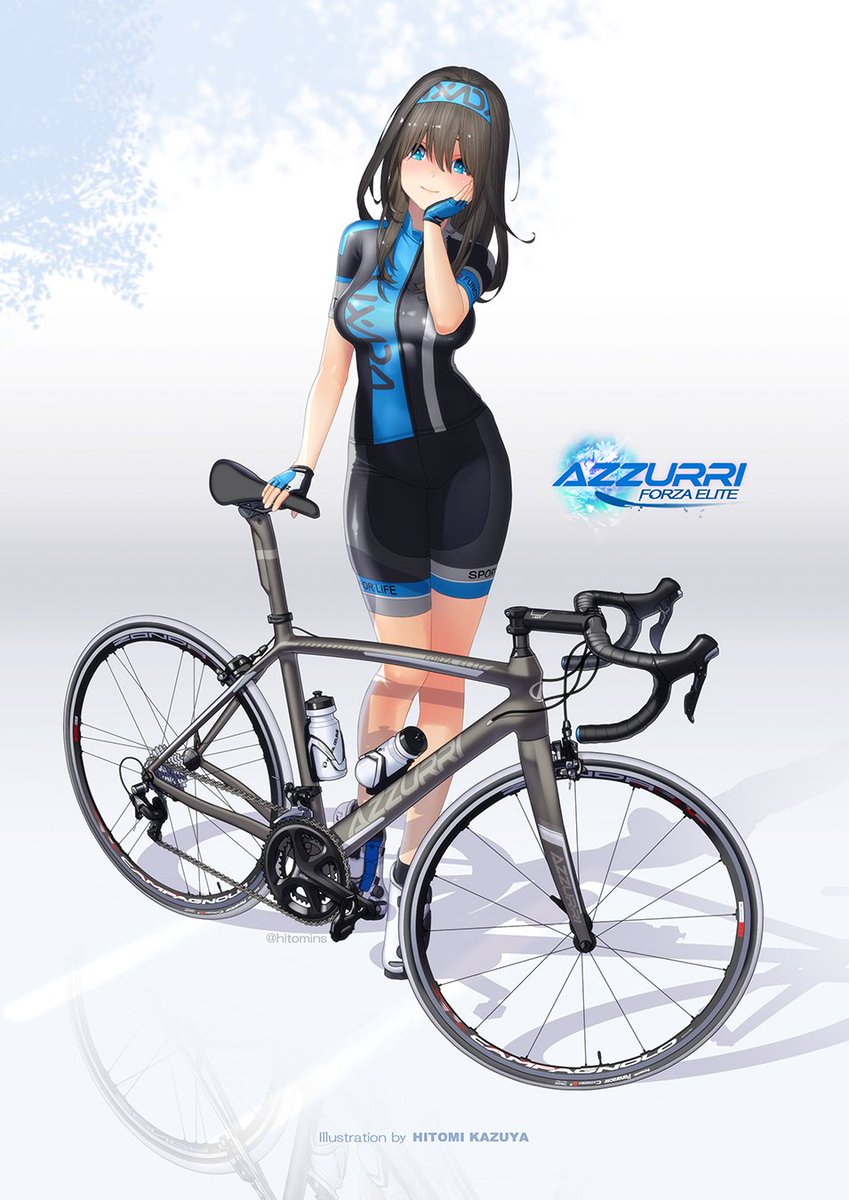 ヒトミン Azzurri Forza Elite Fujisan Alter様よりご依頼のイラスト納品いたしました エントリーモデルとはいえ スマートに纏まったデザインでカスタム次第で個性が出せそうです そしてセクシーグラマラス ワ Azzurri ロードバイク女子