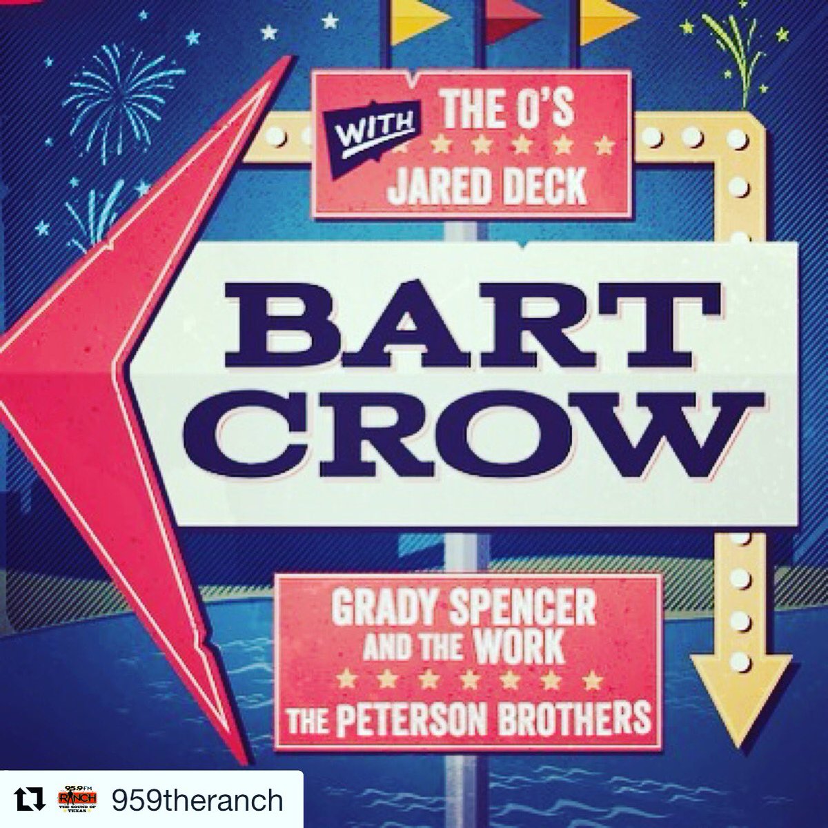 BartCrow's tweet photo. Tomorrow we hang w/ @959theranch &amp; these fine bands @ #PantherIslandPavillion &amp; rock the river 1 last time for #SummerSeries2017

C'mon! https://t.co/ZTsfSoRAje