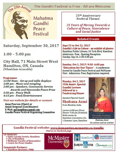 GandhiPeaceFest's tweet photo. The Gandhi Peace Festival is back for its 25th year anniversary! Hope to see you September 30th, and at our related events as well. https://t.co/IDcOytcWDT