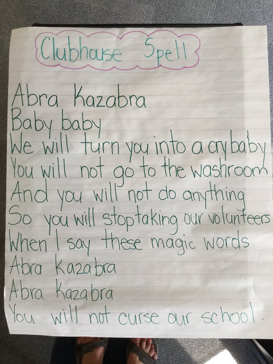 MMPSSI's tweet image. Clubhouse campers created a chant to use against the Villian&apos;s curse @YRDSB #innovation #WeWillBreakThisCurse #FunFridayChallenge