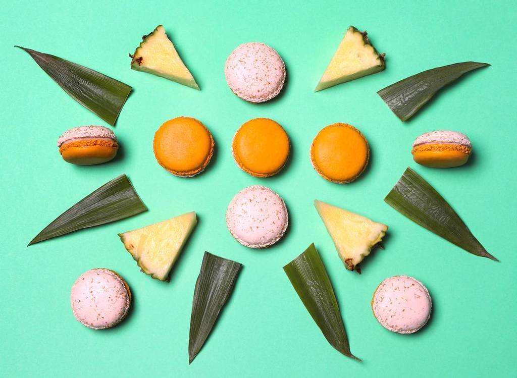 BottegaLouie's tweet photo. NEW: #macaronofthemonth is Piña Colada! Available in our downtown market and online through August! https://t.co/I0H666TeJa