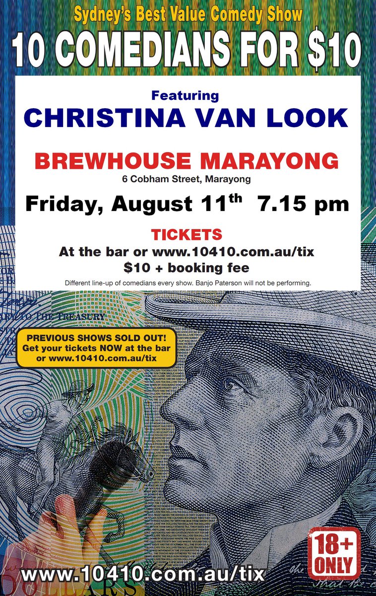 10Comedians's tweet image. The funny &amp;amp; sharp @chrstnvnlk is our MC for this #Friday's #comedy show!

All previous shows sold out! So get tix: 10410.com.au/tix