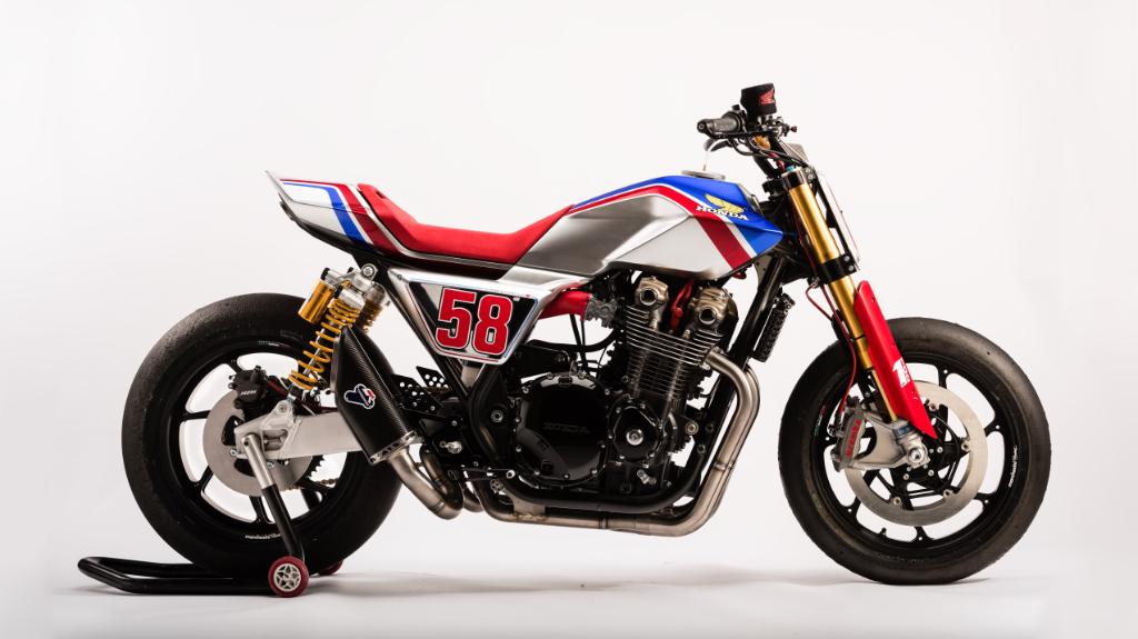 HondaUKBikes's tweet photo. A star of 'Wheels and Waves', revel in the 70's inspired muscular design of the #CB1100 TR Concept. https://t.co/k666mnAuRS