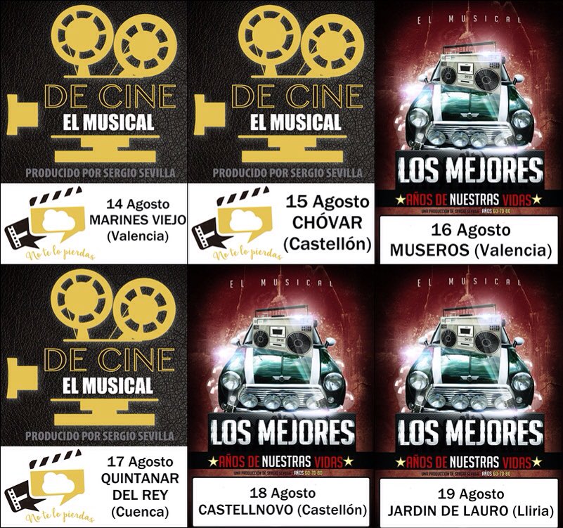 SSevillaMusical's tweet photo. 11/08 SAFAREIG
12/08 MONTÁN 
14/08 MARINES VIEJO
15/08 CHOVAR
16/08 MUSEROS 
17/08 QUINTANAR DEL REY
18/08 CASTELLNOVO
19/08 JARDÍN DE LAURO https://t.co/4FtqtgMfOj