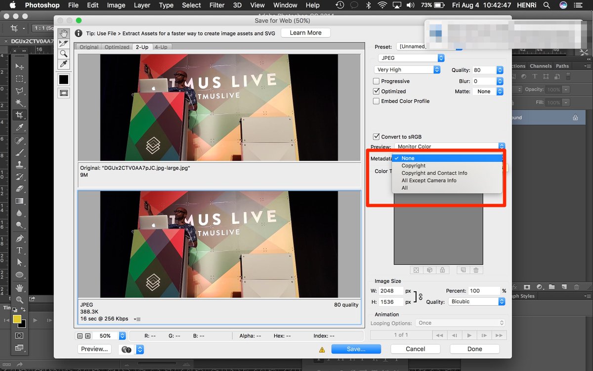 Hey #LitmusLive: did you know you have a metadata setting in <a href="/Photoshop/">Adobe Photoshop</a>? Someone I spoke to yesterday was unaware of it. #HatefulWeight