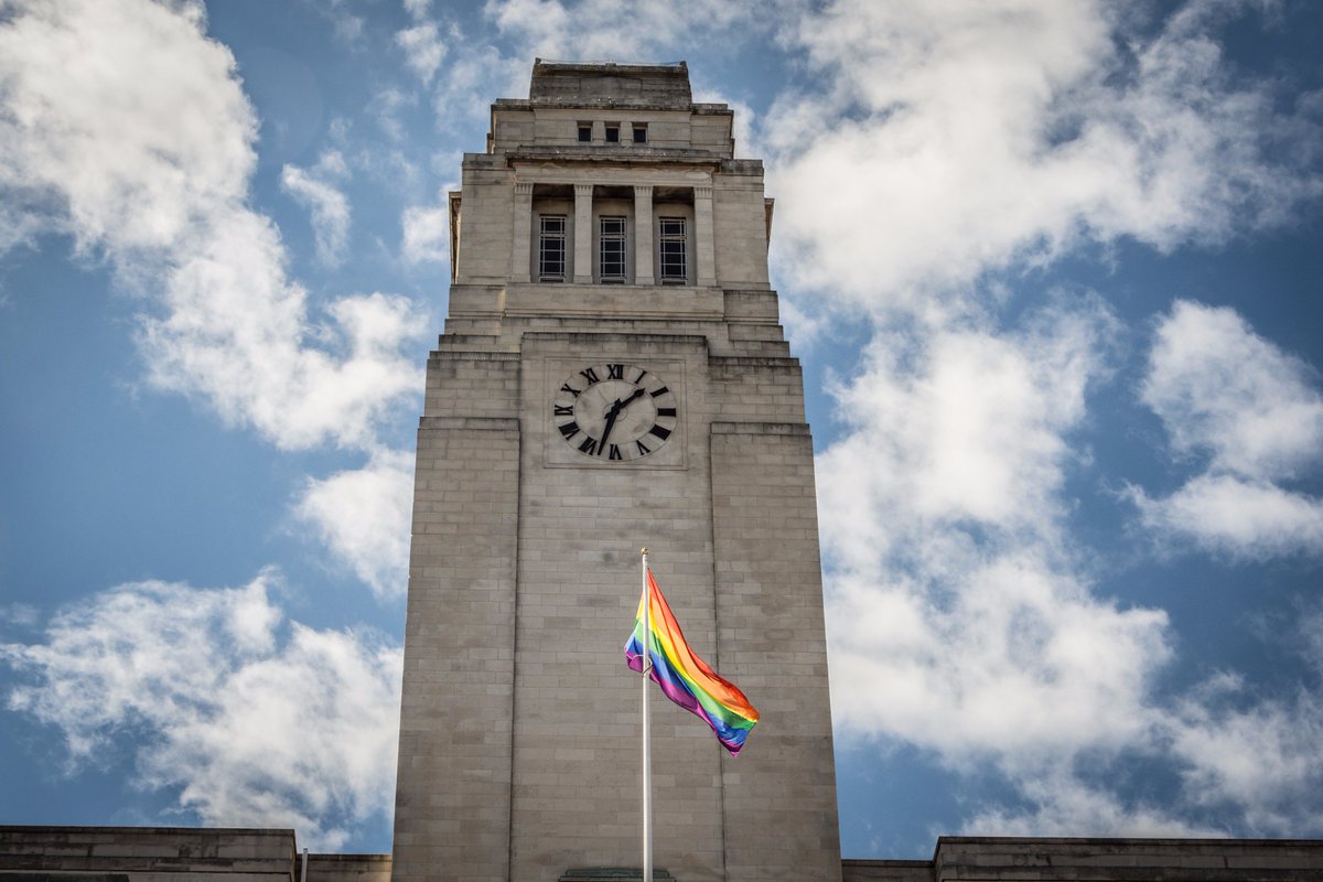 UoLStudents's tweet photo. It's @LeedsPride this weekend, and we're proudly flying the flag on Parkinson building. Happy Pride everyone! #LeedsPride https://t.co/shpEIB5ljR