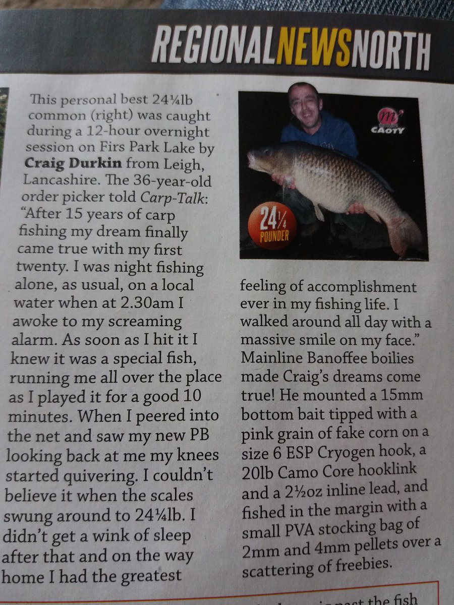 Nice little write up in carp talk magazine this week caught on the banoffe @TeamMainline