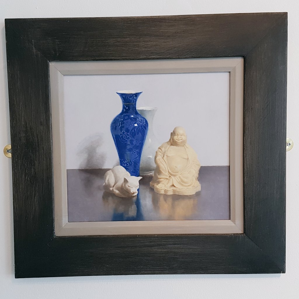 WestWharf's tweet photo. Metamorphoses exhibition @WestWharf hung ready for tomorrow's opening. #art #gallery #oilpainting #davidknight @BayArtCardiff https://t.co/7DuODBxXTB
