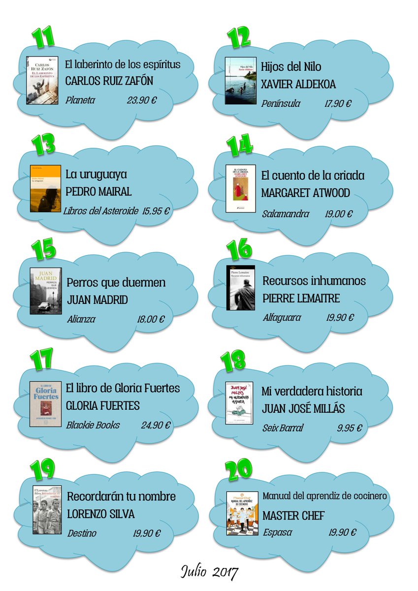 LibreriaMyD's tweet image. Los 20 más vendidos en nuestra librería durante el mes de julio. Destaca la novela negra, el ensayo y sigue en cabeza  #Patria
 #LeerEsBien