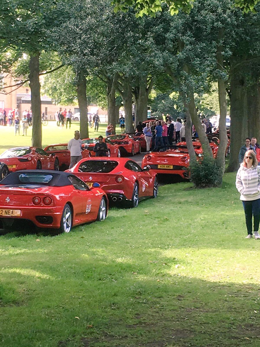 Welcome2Yorks's tweet photo. Celebrations for the 70th anniversary of Ferrari are in full swing at Roundhay Park, @jct600 commemorate the super cars in style #ferrari70 https://t.co/LrwuPwiDfc