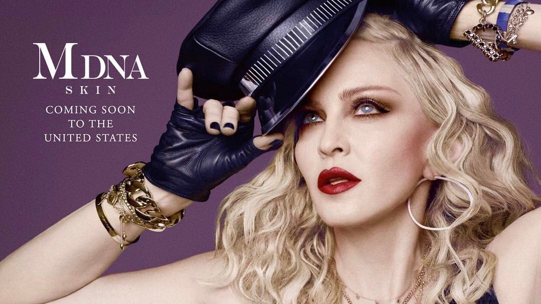 Madonna's tweet photo. America -- Time to wash your face! 😂 I will provide the rest.!!!🎉🎉🎉MDNA ♥️SKIN!!! Coming in September stay...https://t.co/FaJdZfFqmK https://t.co/6ioqsfgXhj