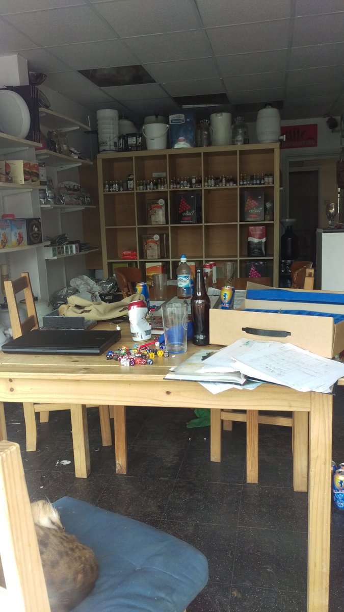 seb__frost's tweet photo. Took this through a shop window. Genuinely would love a party like this #homebrew #dungeonsanddragons #chaircat https://t.co/OcC5q4y5KN