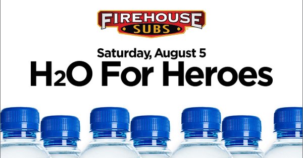 Help support #H2OForHeroes! Bring a 24-pack of water to Firehouse Subs on 8/5. All water will go to those in need. thndr.me/Kz0dXx