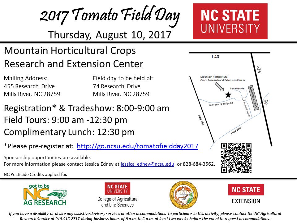 #TomatoFieldDay coming up next Thursday, August 10!  <a href="/NCStateNCARS/">NCARS at NC State</a> <a href="/NCStateCALS/">NC State College of Agriculture and Life Sciences</a> <a href="/NCAgriculture/">NCDA&CS</a>