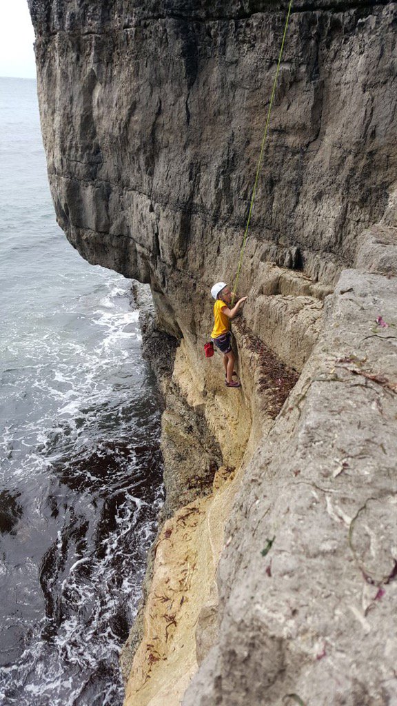 When your dad lowers you down to the sea and then explains the route out!