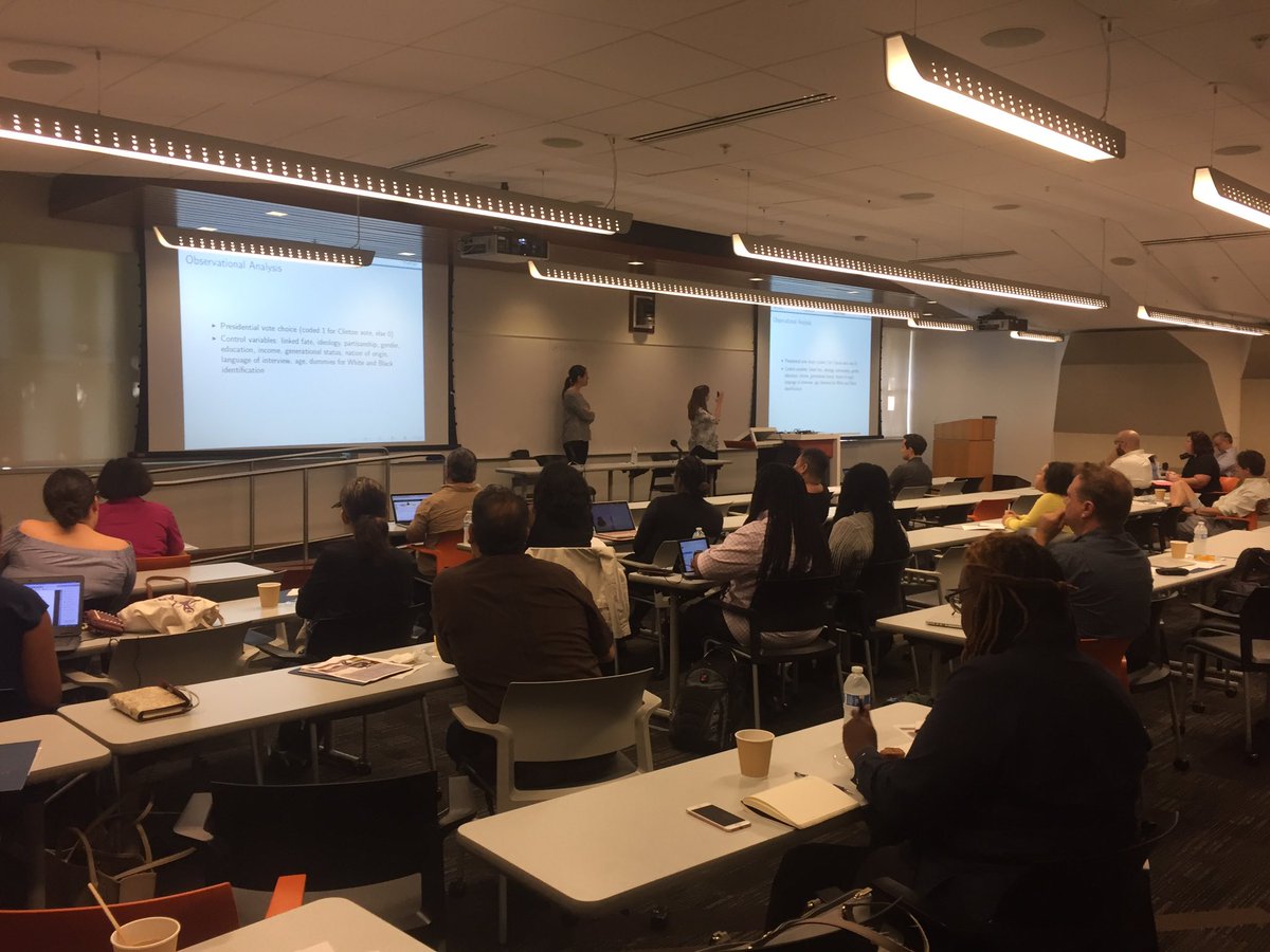 WeArePRIEC's tweet photo. @Shortle & Mackenzie Israel-Trummel unpack gender politics underpinning Latino support for men & women candidates #UCLAPRIEC https://t.co/PXShZGdfh9