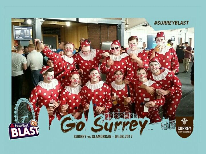 AndrewNaylor94's tweet photo. Having a great time at @surreycricket! #SurreyBlast #ClowningAround #Their https://t.co/8hoEm5XRVR
