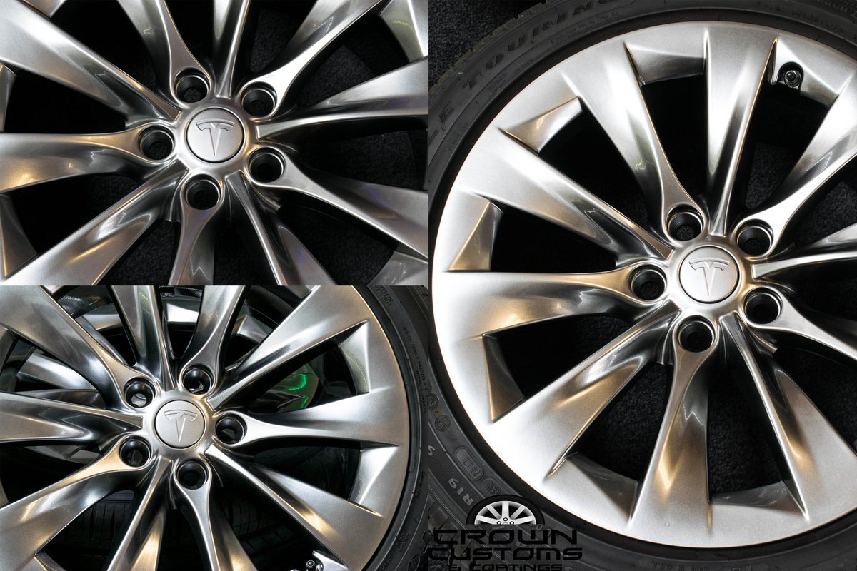 CCCWHEELGUY's tweet photo. Tesla wheels powder coated in Hyper Silver! 
#tesla #powdercoat #hypersilver #silver https://t.co/uYEW1XyHGb