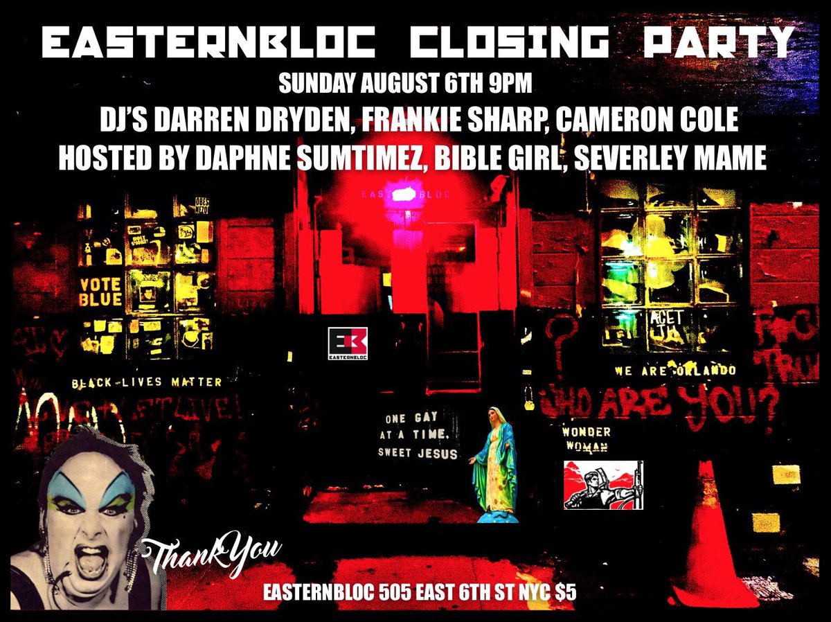 It's closing weekend (before its <a href="/ClubCumming/">ClubCumming</a> rebirth) of @EasternBlocNY - our favorite &amp; faggiest NYC bar. We're going; you should, too!