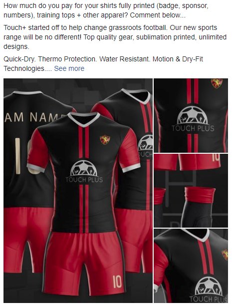How much are you paying for your shirts? Touch+ is FOR grassroots football teams. It always will be. facebook.com/touchplusfootb…