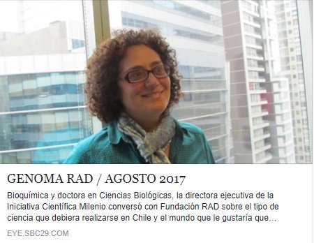 Les compartimos el tercer #GENOMARAD, que tiene de invitada a Virginia Garretón, de @CienciaMilenio. eye.sbc29.com/m?r=pjExMjU5MM…