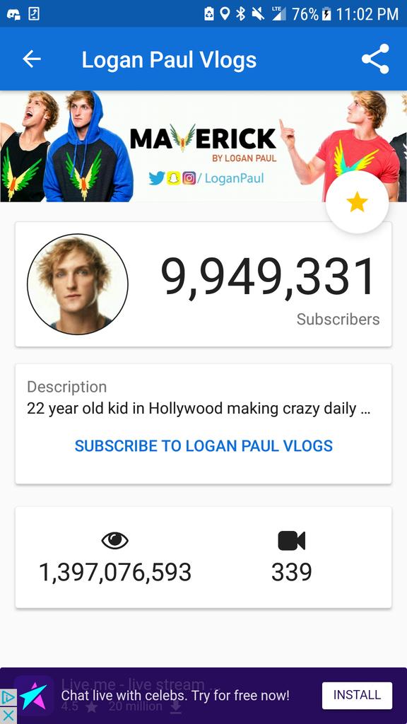 jesse_cerny's tweet image. I am watchin the sub count #logang @LoganPaul #RoadTo10Mil