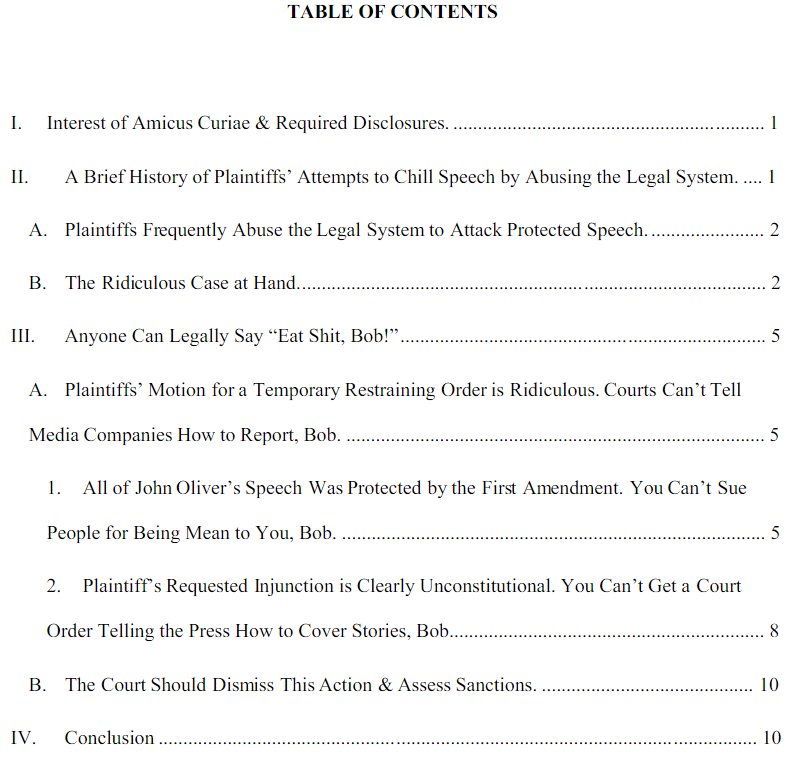 glitter4goals's tweet photo. The Table of Contents alone... spectacular. "You can't sue people for being mean to you, Bob." https://t.co/QyeoiuUmPe