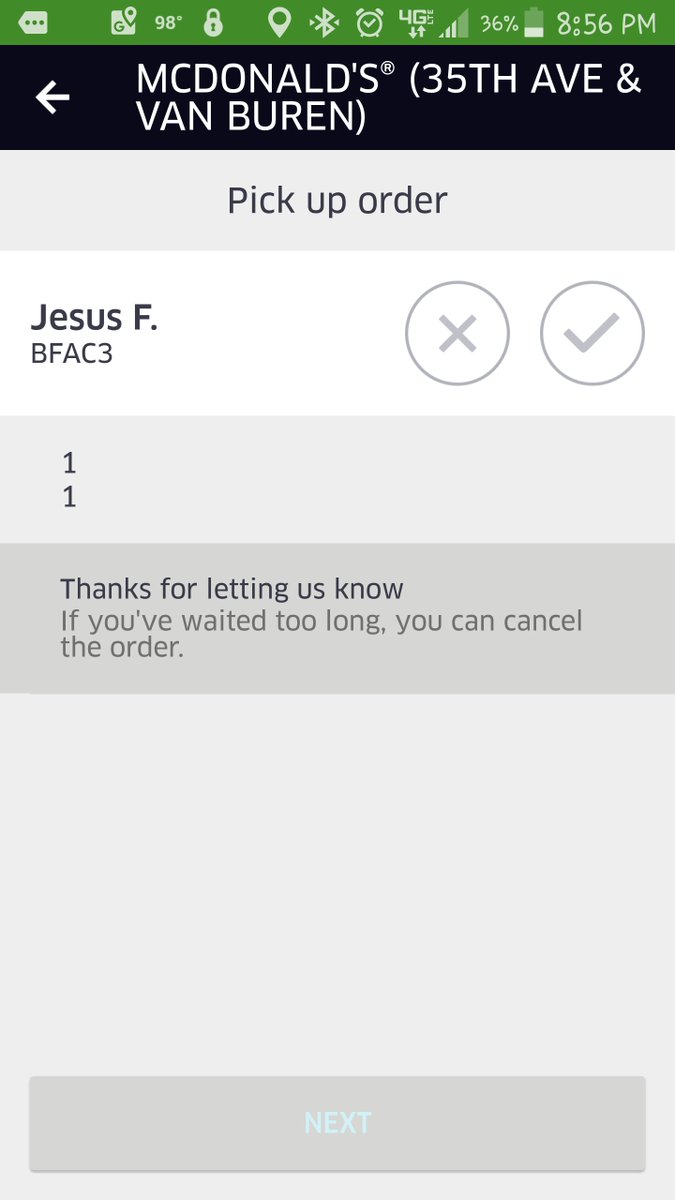 MiraLyn707's tweet photo. @Uber_Support 
Hey there's been a problem in the app now showing thE order. A few other drivers I've run into had the same problem https://t.co/AVVr4GZtS4