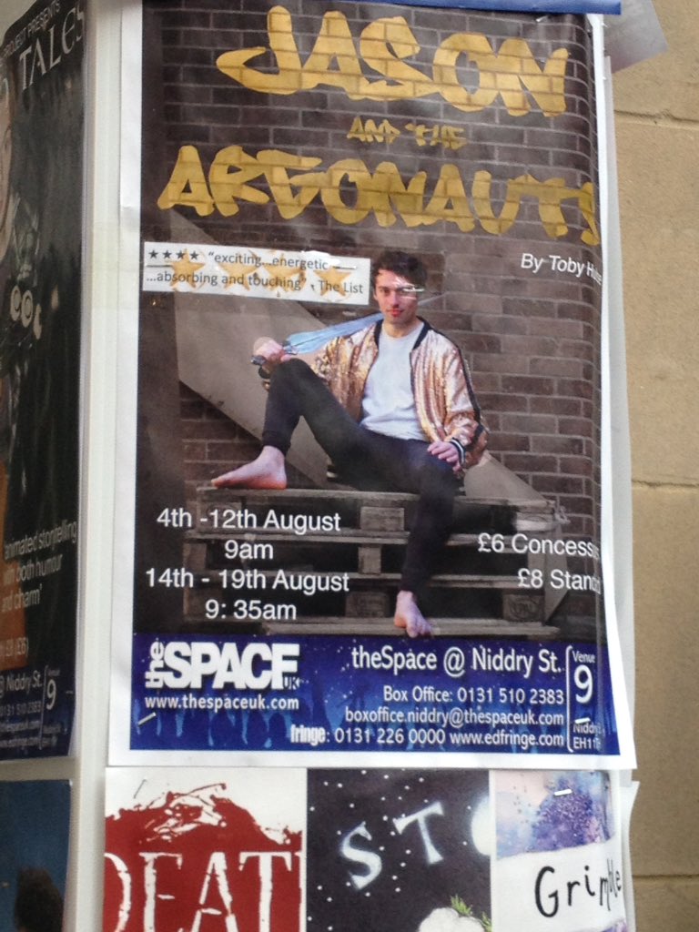 UoNClassics's tweet photo. Also spotted this tonight but 9am just not possible - sorry @HelenLovatt2 #jason&argonauts @edfringe #LynnInEdinburgh #greekmyth https://t.co/mb30Ib0YV0