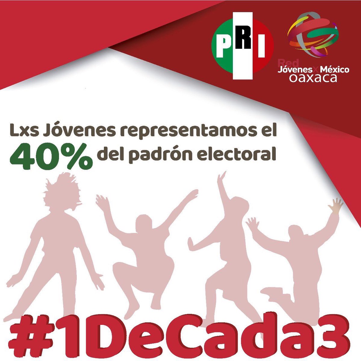 RedOaxaca's tweet photo. Las y los jóvenes de México queremos VOTAR y también queremos ser VOTADOS. Por eso en el #PRI #1deCada3 @EnriqueOchoaR https://t.co/dErEBeD5wR