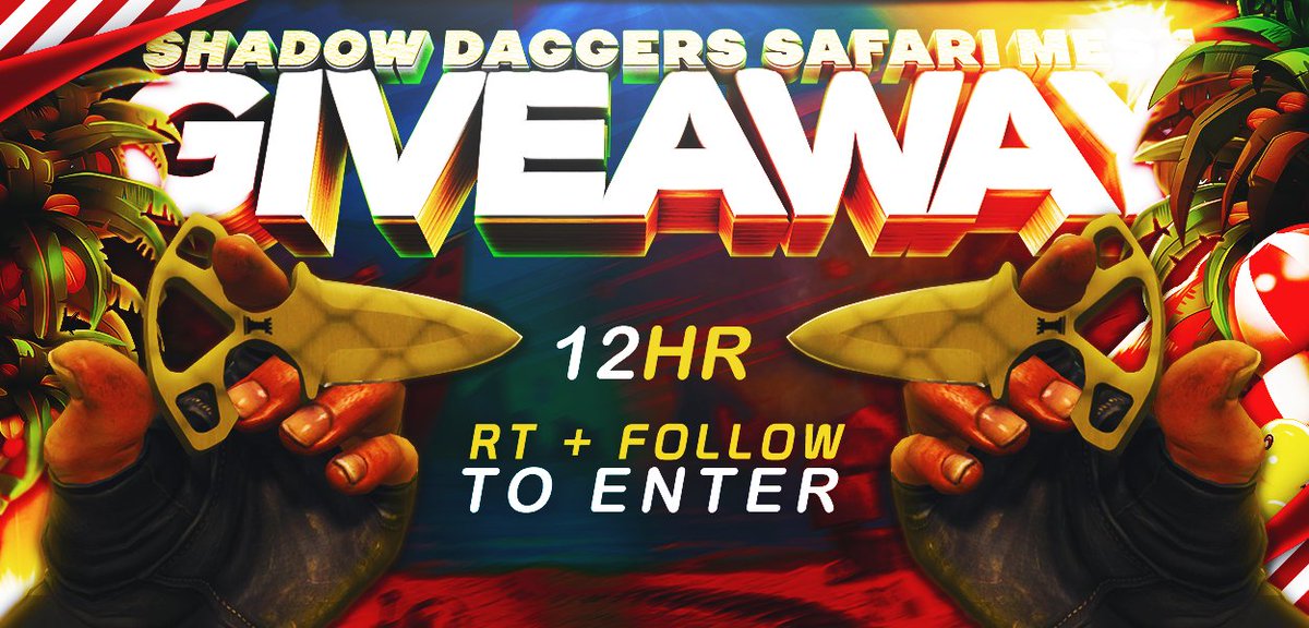 CSGORoll's tweet image. Shadow Daggers | Safari Mesh

- RT
- Follow
- Enable notifications on CSGORoll
- Summer Giveaway goo.gl/kqZ5UD

Ends in 12 hours!
