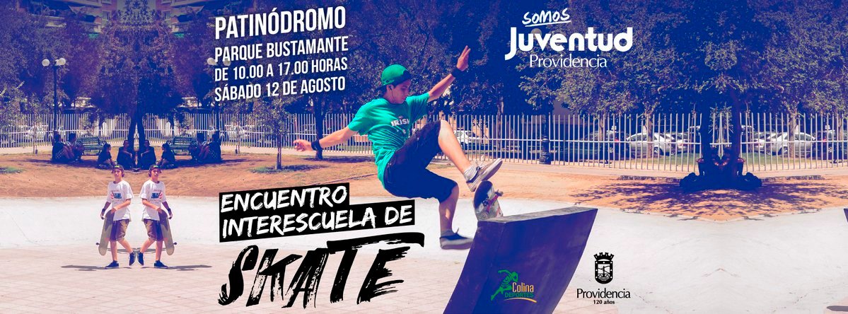 Muni_provi's tweet photo. CELEBREMOS EL #DÍADELAJUVENTUD EN #PROVIDENCIA: Ven al encuentro interescuela de Skate, habrá muestras artísticas, bandas musicales y más. https://t.co/Gzu8MS2WFu