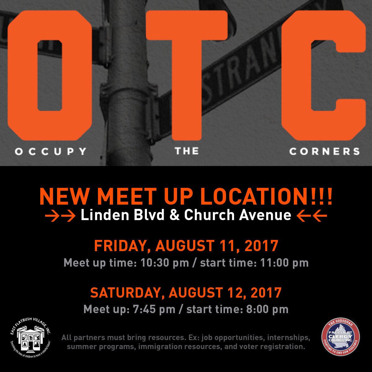 67ClergyCouncil's tweet photo. New Meet up location for #occupythecorner this weekend! #OTC #67thprecinct #67PCC #clergy #nypd #community #gunviolence https://t.co/ydJW1G7Imr