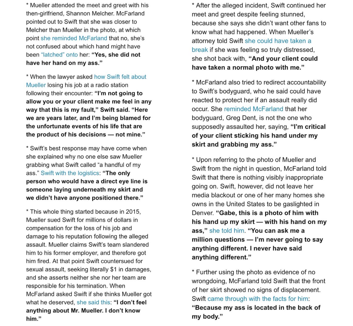 TSwiftNZ's tweet photo. Taylor's most fierce and powerful statements from her cross-examination in the sexual assault trial - proud of her for taking no BS https://t.co/JL1tcMM6UH