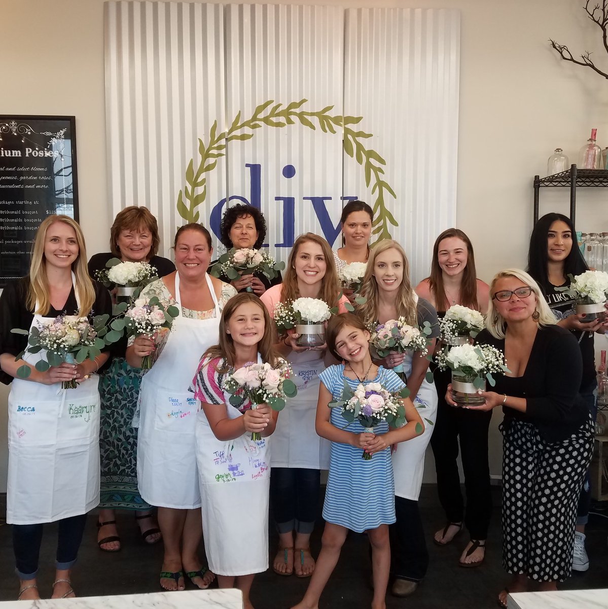 Sarah's flower brigade for her wedding!
