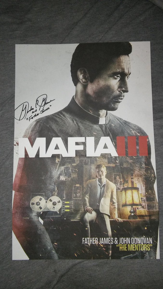 ReubenWrites24's tweet photo. Just got my signed poster from @Hangar13Games Thanks again guys, you're awesome!!! #Mafia3 #FatherJames https://t.co/DRpJLHY8Y5