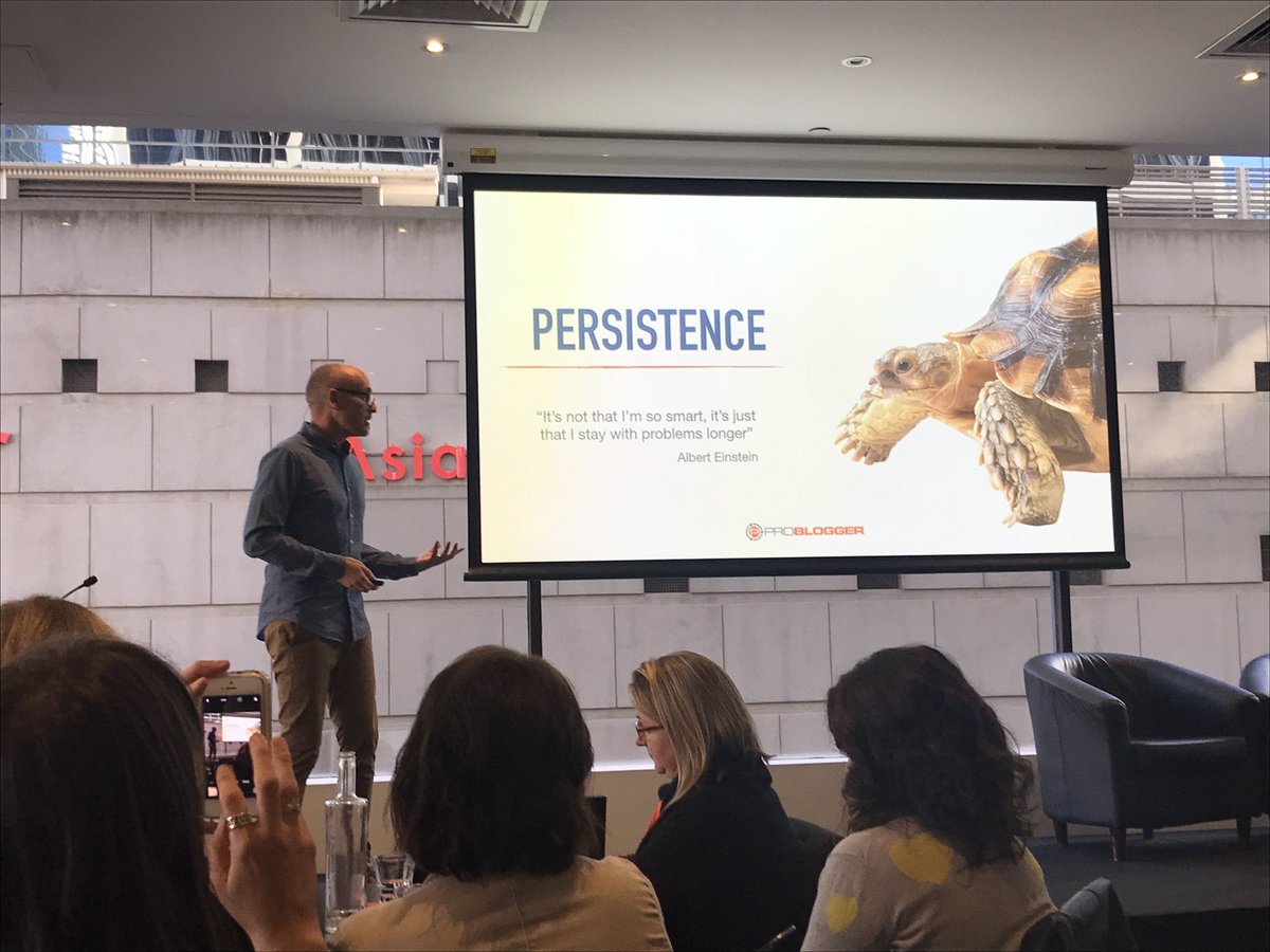 Think Bespoke (@thinkbespoke) on Twitter photo 'Every day for 15 years I have published a post. Persistence pays off.' Darren <a href="/problogger/">Darren Rowse</a> #blogging #pbevent 'Every day for 15 years I have published a post. Persistence pays off.' Darren <a href="/problogger/">Darren Rowse</a> #blogging #pbevent