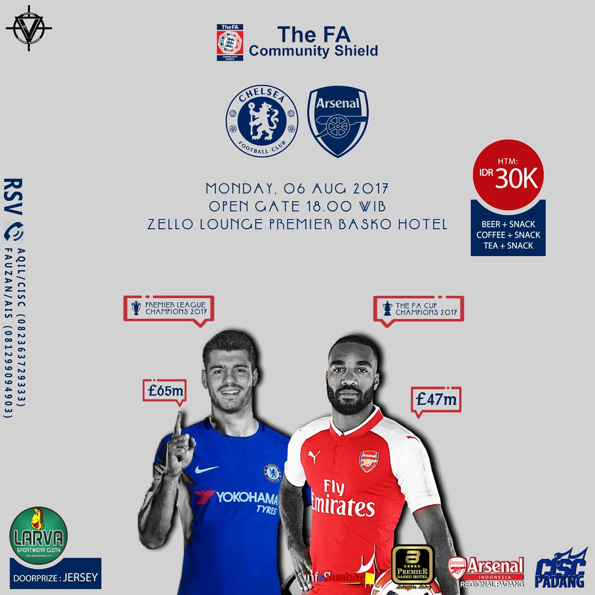 Matchday!
Minggu , 6 Agustus 2017
Htm : 30k 

Buat yang mau daftar membership bisa langsung datang saat nobar yaaa!
Budayakan Nobar!