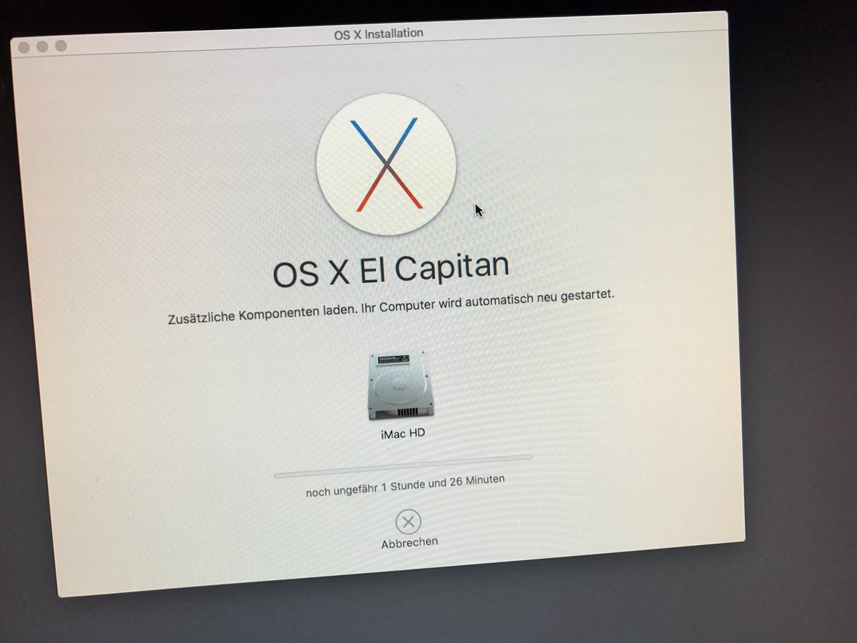 vitti_de's tweet photo. Das muss man einfach von Zeit zu Zeit mal machen #iMac #Neuinstallation #ElCapitan https://t.co/unR4CUZSIe