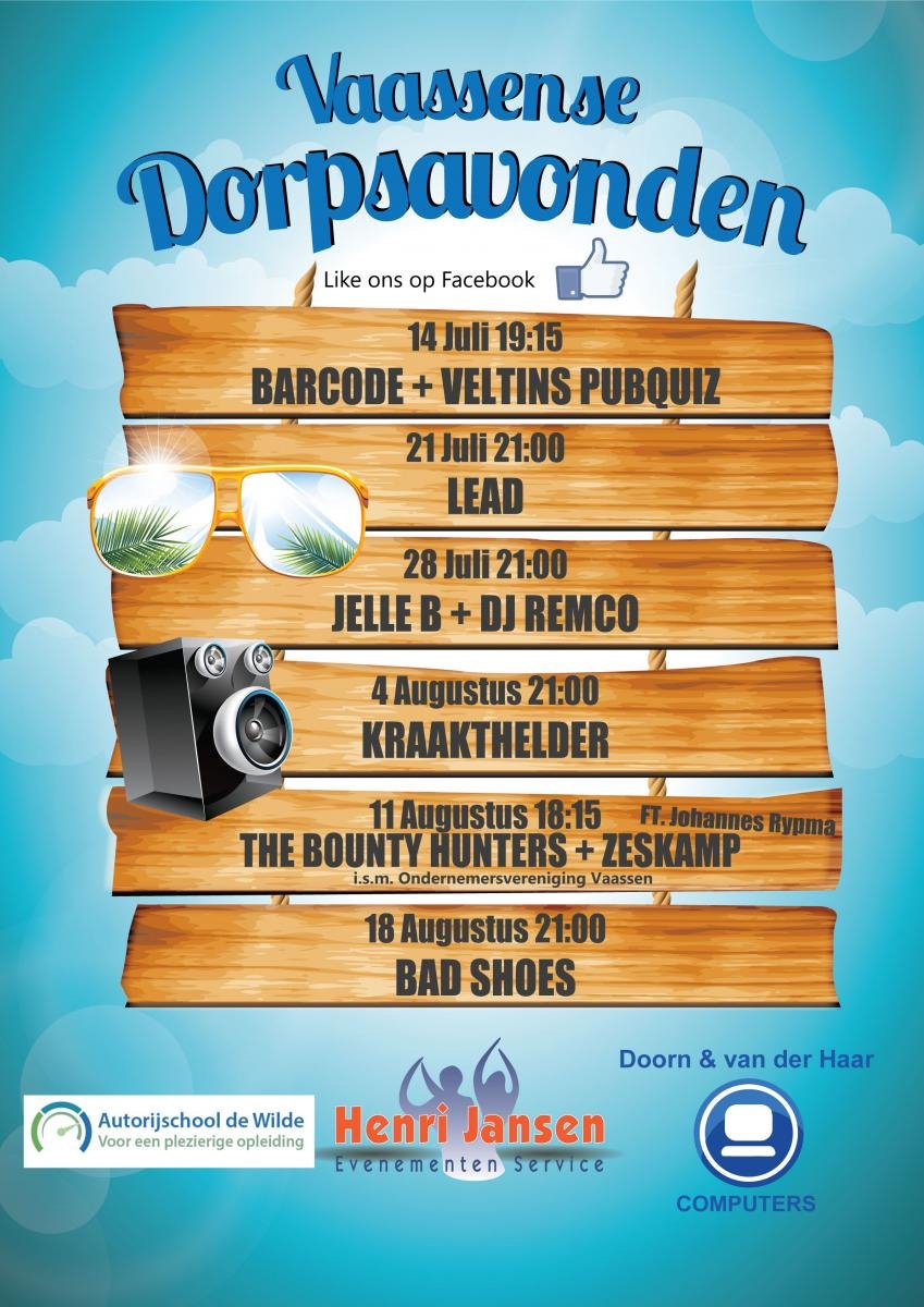 Vanaf 21.00 uur pleinfeest met dé allround coverband en live sensatie van Nederland! <a href="/Kraakthelder/">Kraakthelder</a> <a href="/viosvaassen/">C.s.v. VIOS Vaassen</a> #Dorpsavonden #Vaassen