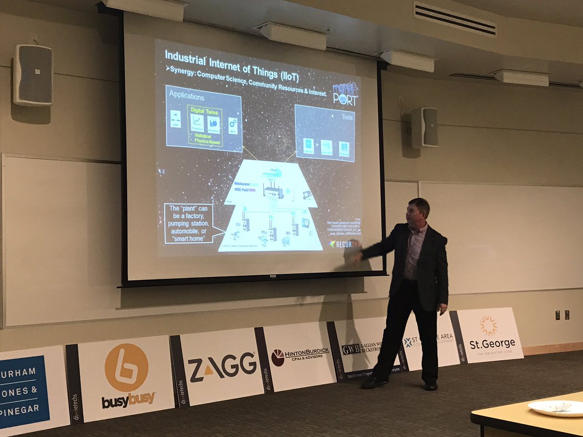 PaulHill_io's tweet photo. At @dixietechs we're learning from Brant Ross of Motion Port abt mechanical system simulation for industrial #IoT &amp; #DigitalTwins #UtahTech https://t.co/Nkgei2wugP