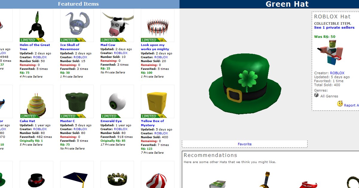 Roblox On Twitter Happy Flashbackfriday One Of Our Long Running Staples Is Our Limited And Unique Hats Find Out More Here Https T Co Ywhkdsbch4 Https T Co Zshrybxsbg - roblox 2010 hats