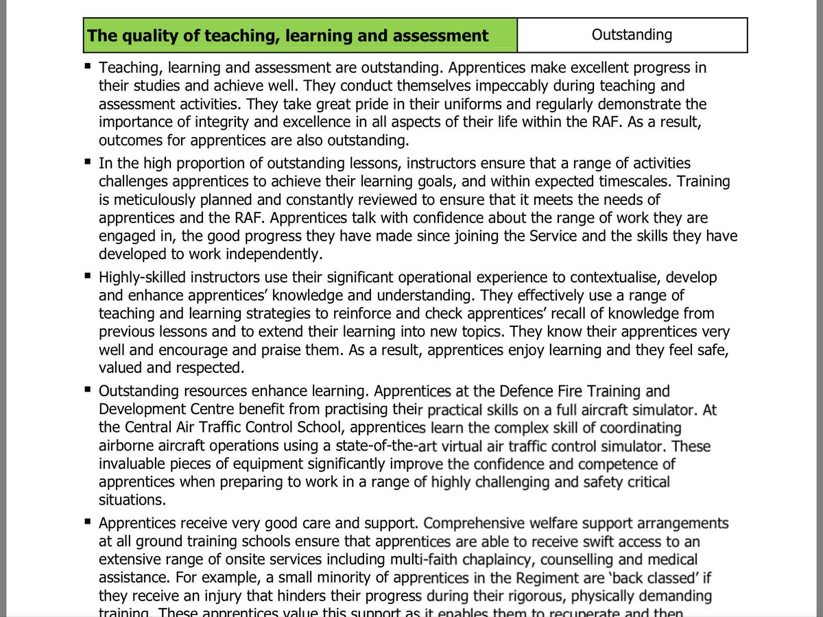 raf_engagement's tweet image. Mums, dads, teachers, careers advisers -  OFSTED grades all apprenticeship providers - RAF report attached @Apprenticeships @theapp_guide