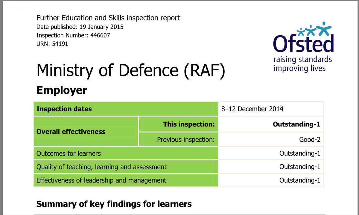 raf_engagement's tweet image. Mums, dads, teachers, careers advisers -  OFSTED grades all apprenticeship providers - RAF report attached @Apprenticeships @theapp_guide