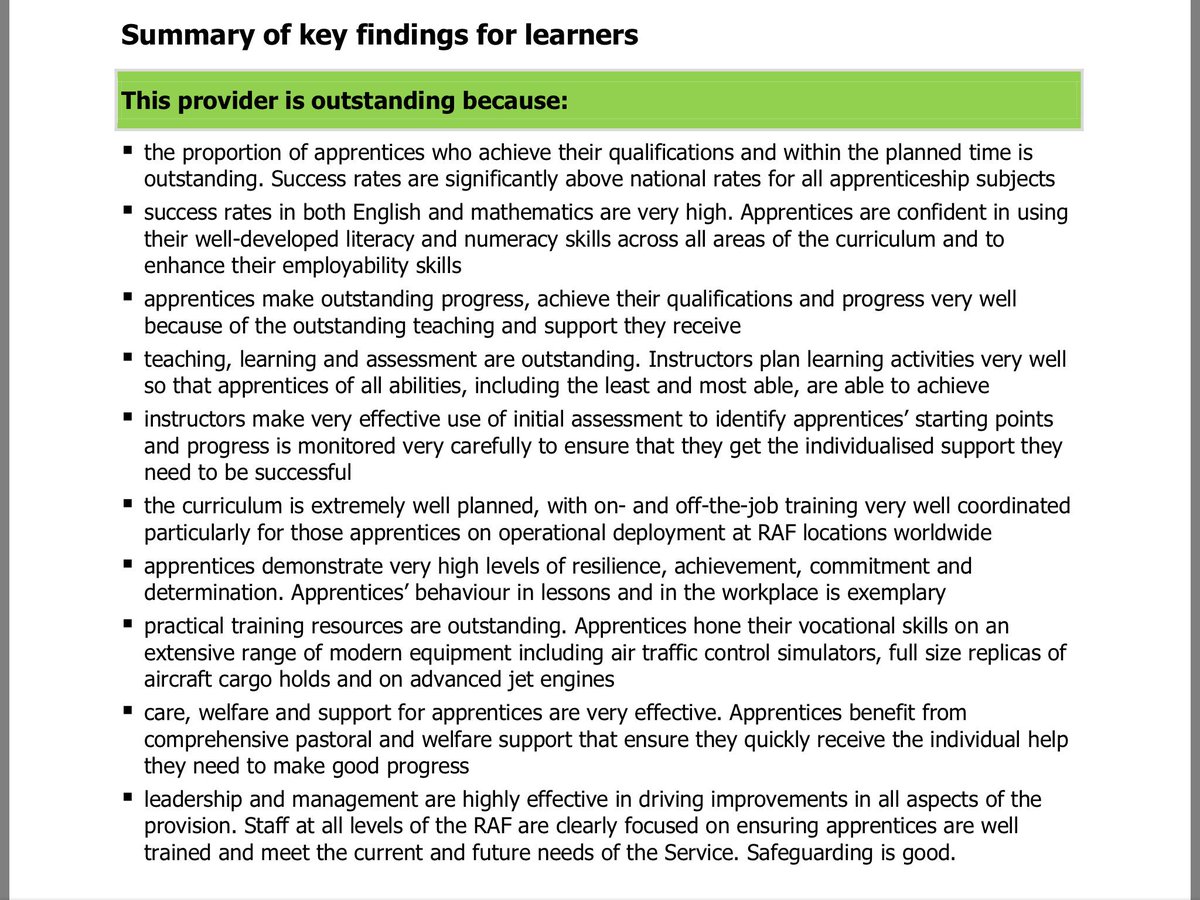 raf_engagement's tweet image. Mums, dads, teachers, careers advisers -  OFSTED grades all apprenticeship providers - RAF report attached @Apprenticeships @theapp_guide