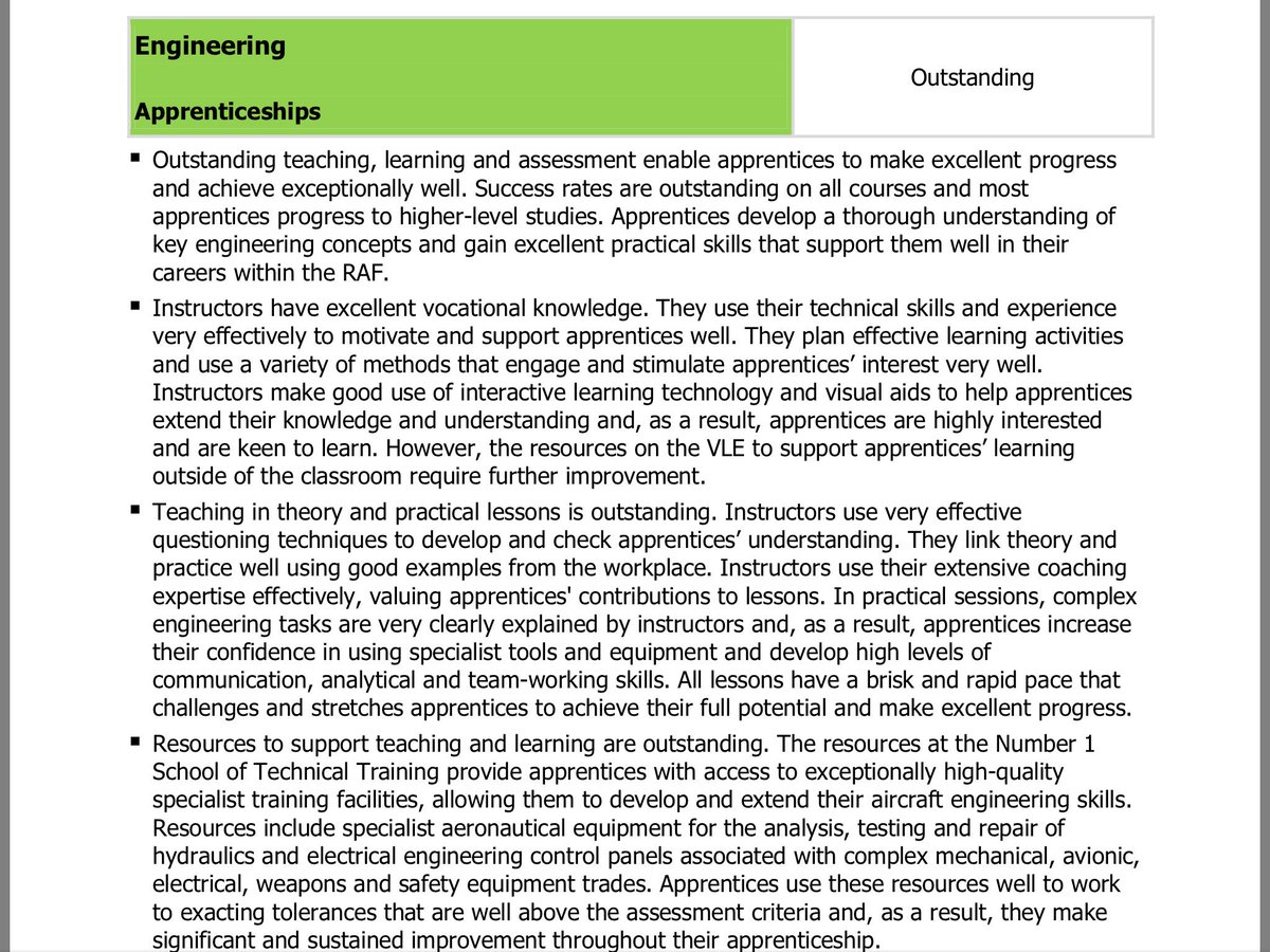 raf_engagement's tweet image. Mums, dads, teachers, careers advisers -  OFSTED grades all apprenticeship providers - RAF report attached @Apprenticeships @theapp_guide